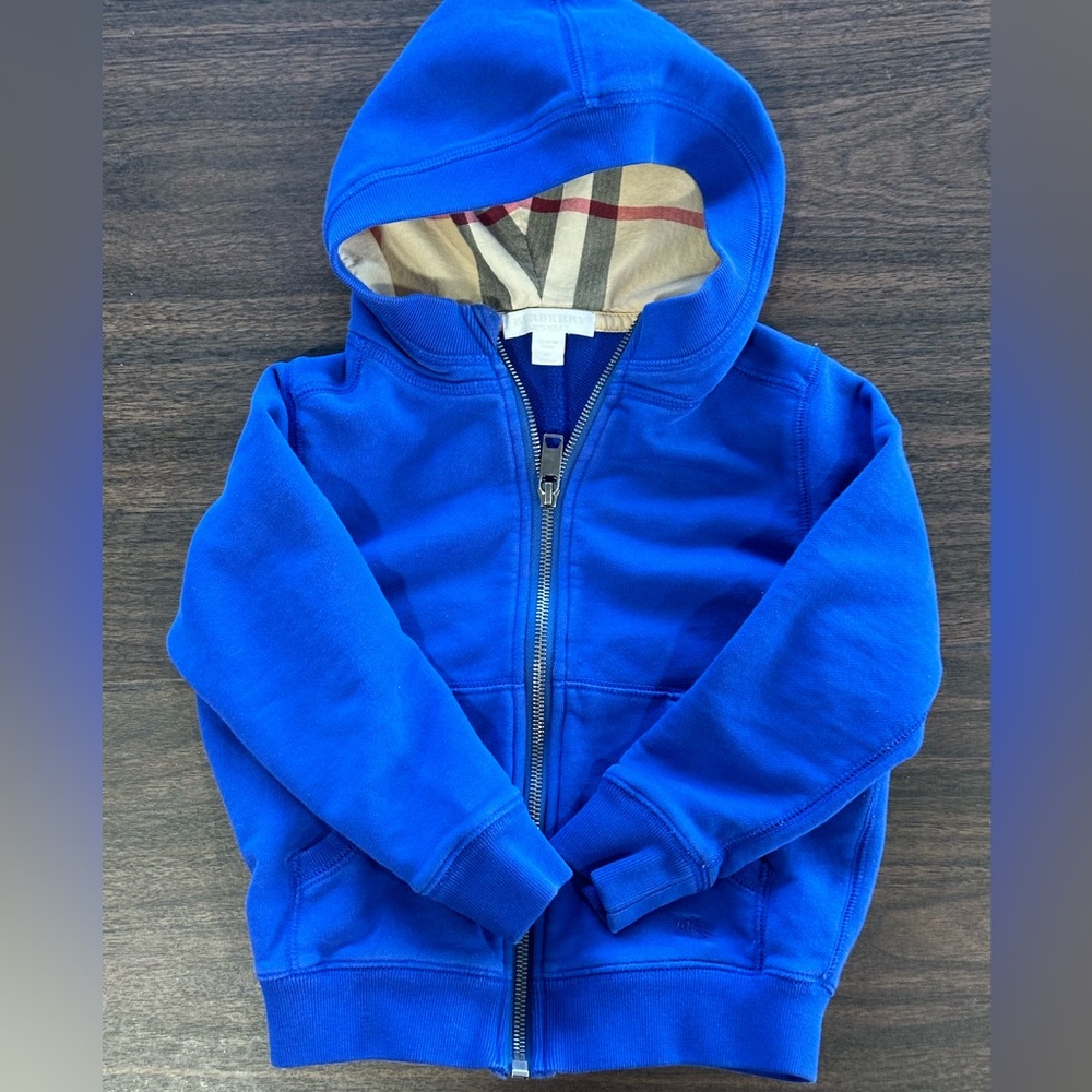 Boys 4T blue Burberry zip-up hoodie